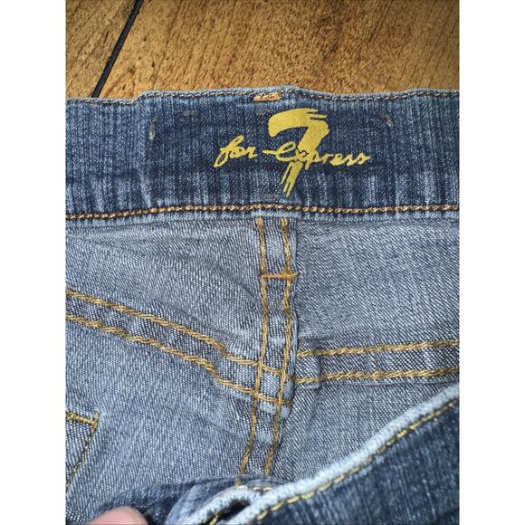 Express 7 For All Mankind Style Flared Jeans Blue Women’s 30x29 Low Rise Y2K - Picture 3 of 8